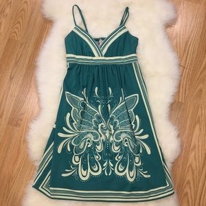 Teal summer dress with floral print